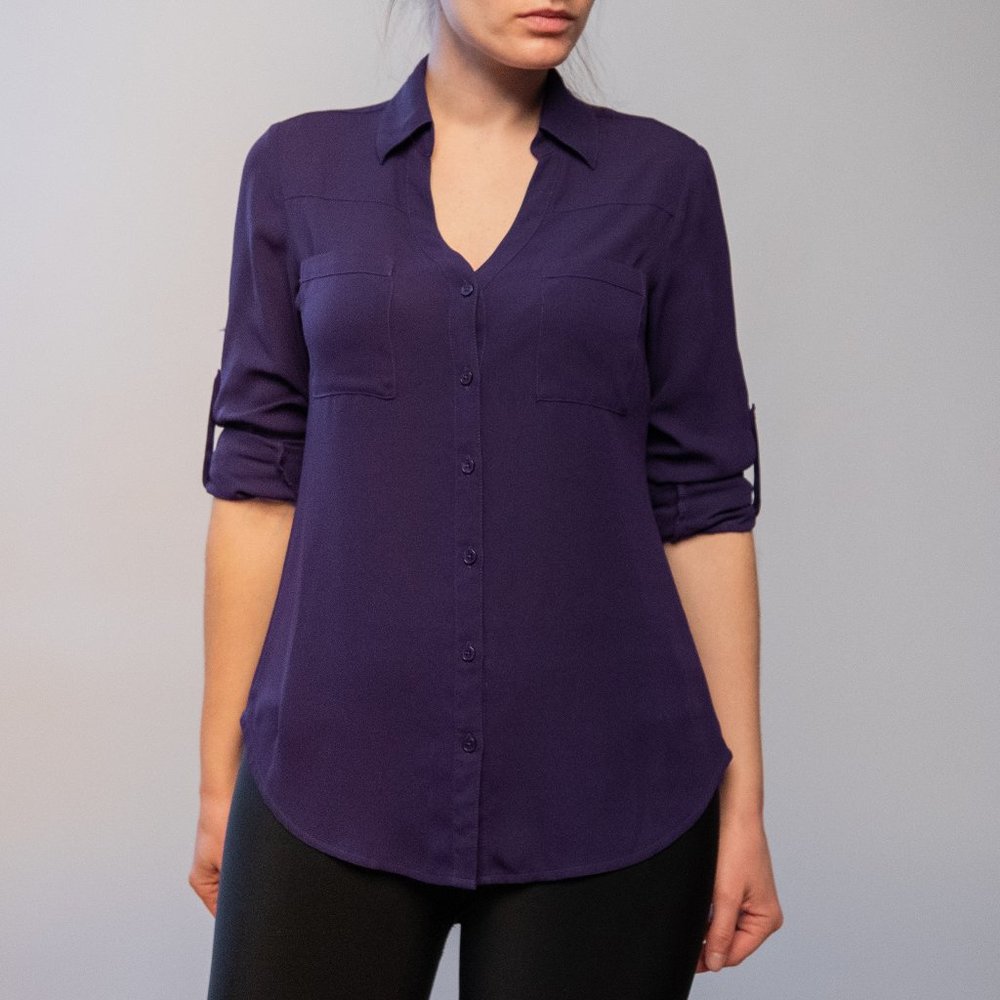 Eggplant purple express button down blouse